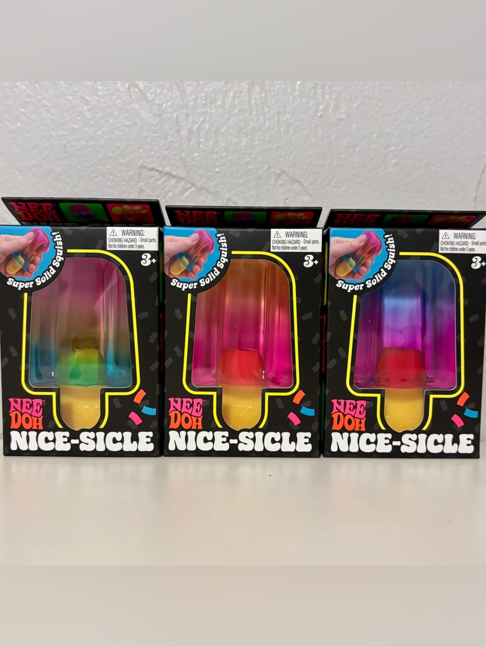 Schylling NeeDoh Nicesicle Popsicle Squishy Toys - Bundle Of 3 Colors